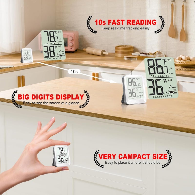 AyayaBoss 3 Pack Room Thermometer Indoor Hygrometer for Home, Digital Sensor Mini Humidity Gauge Meter, Temperature Humidity Monitor for Bedroom, Pet, Plant - Battery Included - Image 4